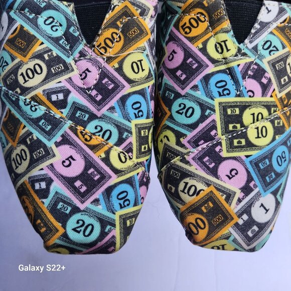 Toms Alpargata Multi Monopoly Money Print Womens Size 10 M NIB Whimsical Fun - Picture 1 of 6